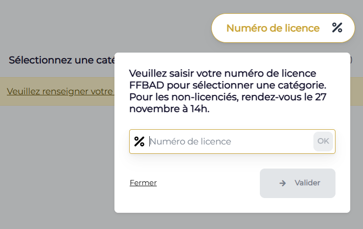 numéro de licence